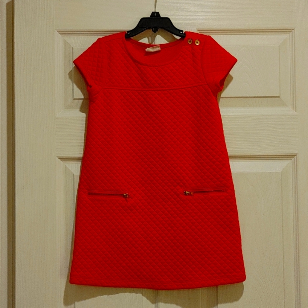 Red quilted dress girls 5-6